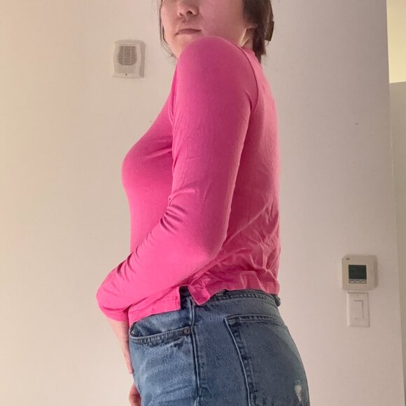 LULULEMON - Pink cotton long sleeve (Size 4 - Never Worn) - Picture 3 of 6